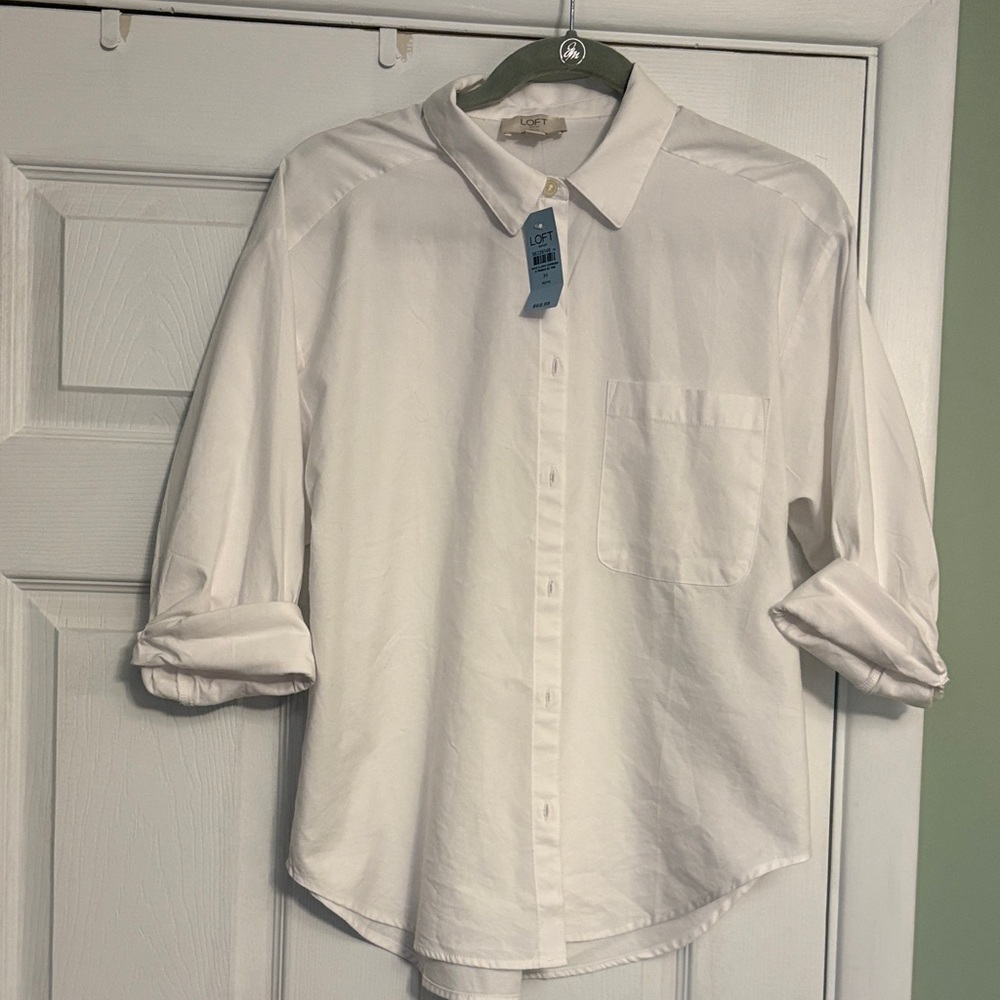LOFT Classic White Button Down Shirt